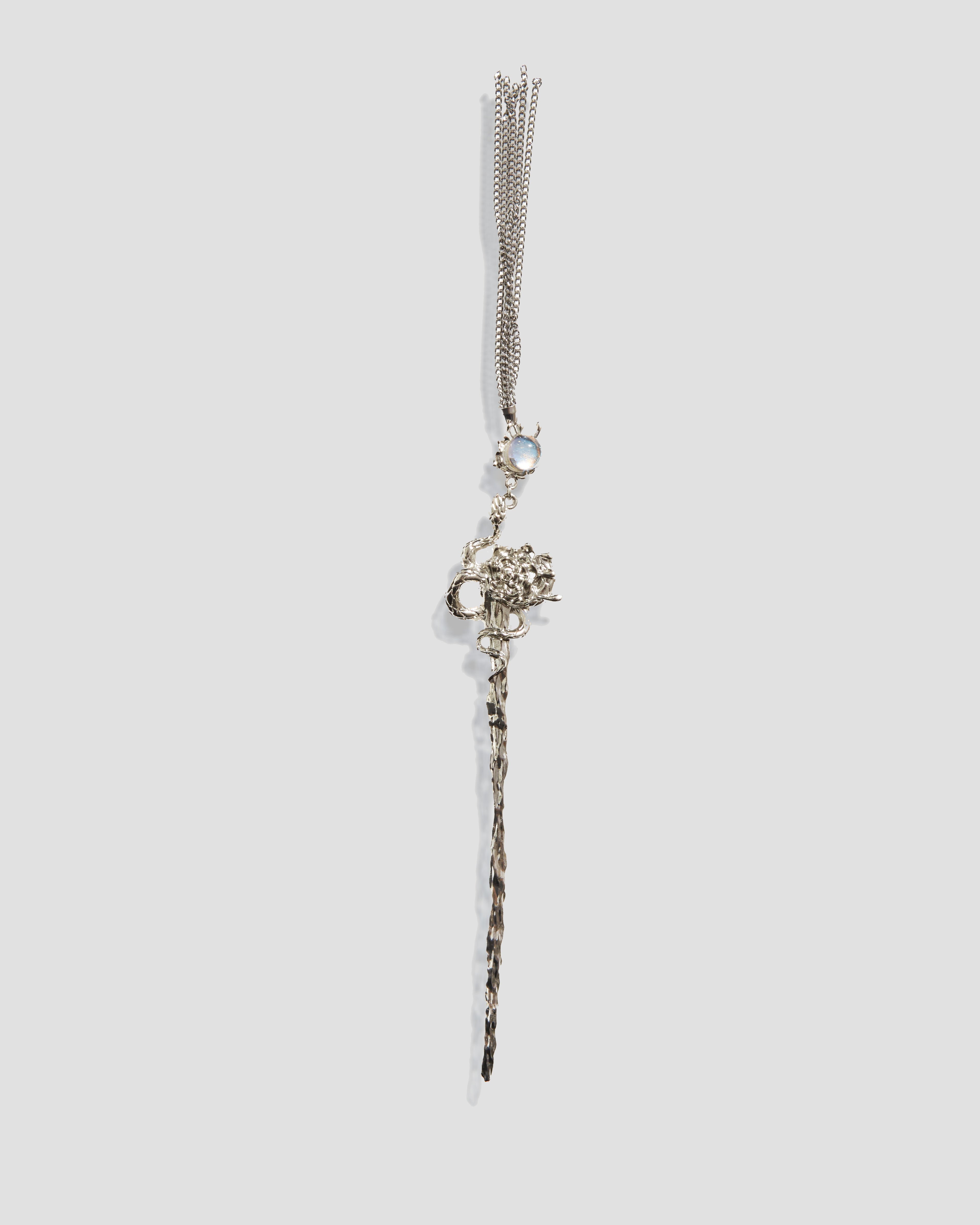 Subverter Hair Pin with Chain Tassels in Silver